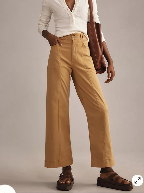 Pilcro Pants - Pilcro Skipper High Rise Wide-Leg Khaki Cropped Pants